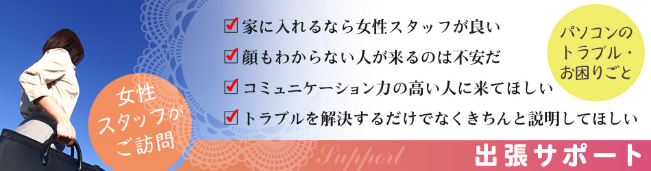 女性スタッフが訪問する、パソコン出張サポート