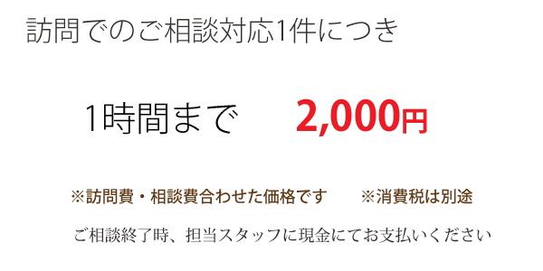 相談1件1時間まで2,000円（税別）